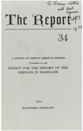 The Report #34 - A Journal Of German American History Cover